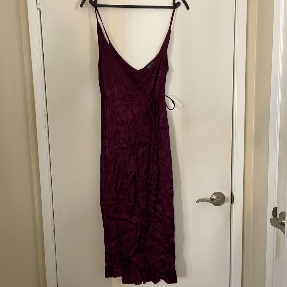 Topshop Burgundy Maxi Slip Dress
